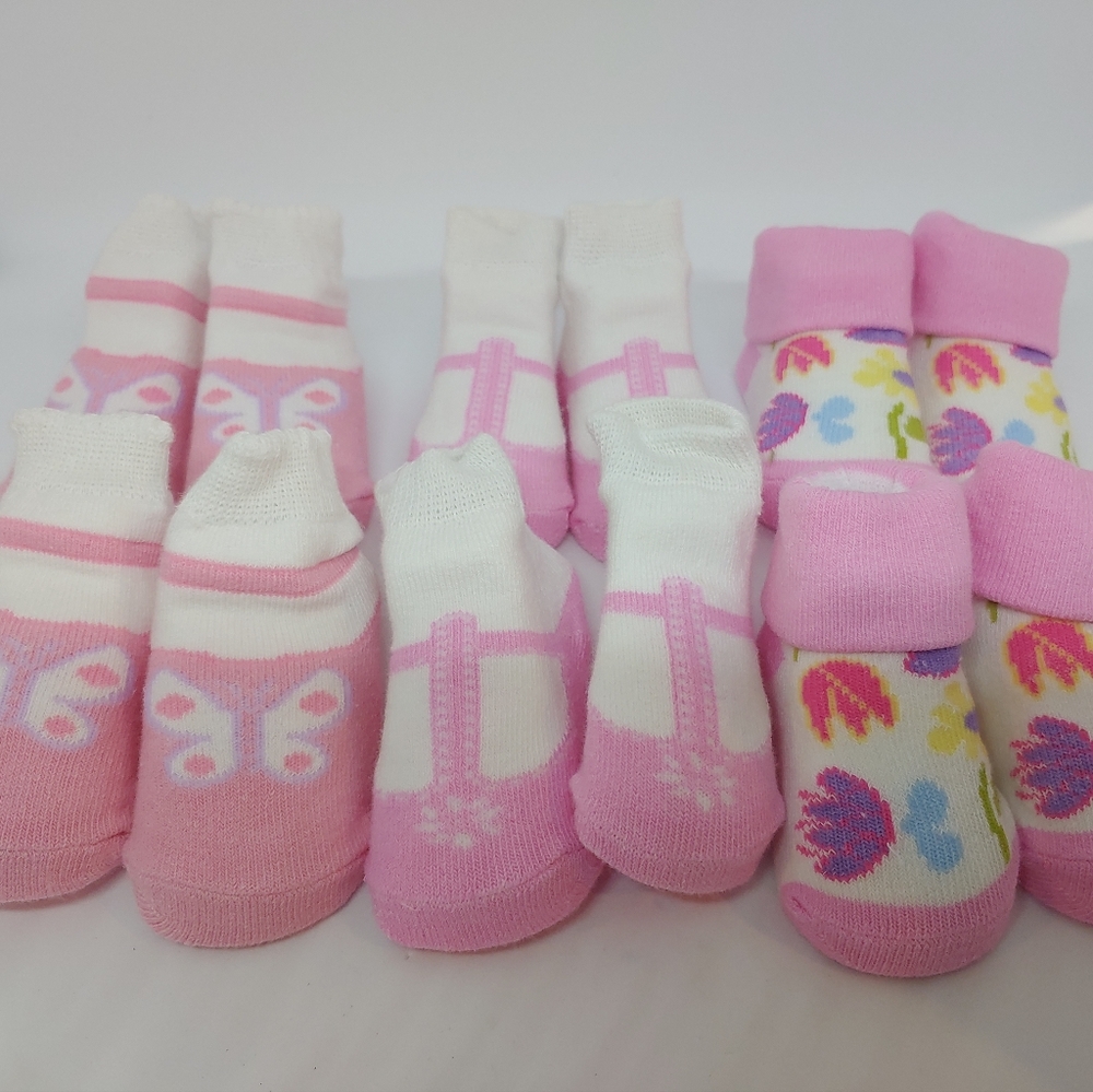 Newborn Lot Baby Girl Pink Sock Booties